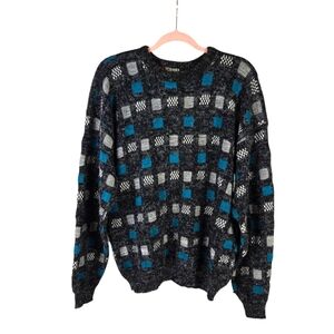 Scandia Mens Vintage Grandpacore Acrylic Blend Black Sweater